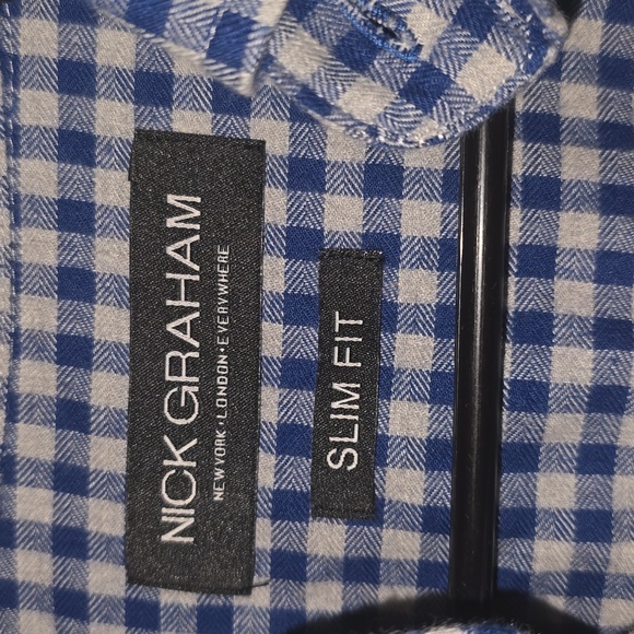 Blue Checkered Men's Long-Sleeve Shirt Size Medium - Picture 2 of 4